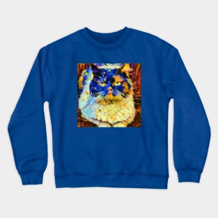 Blue Faced Cat in the Style of Van Gogh Crewneck Sweatshirt